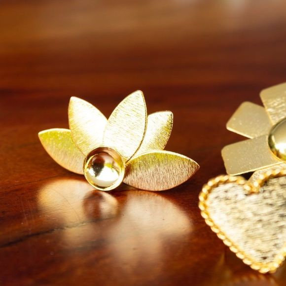 Handmade open ring adjustable gold plated new heart flower daisy - Picture 3 of 7